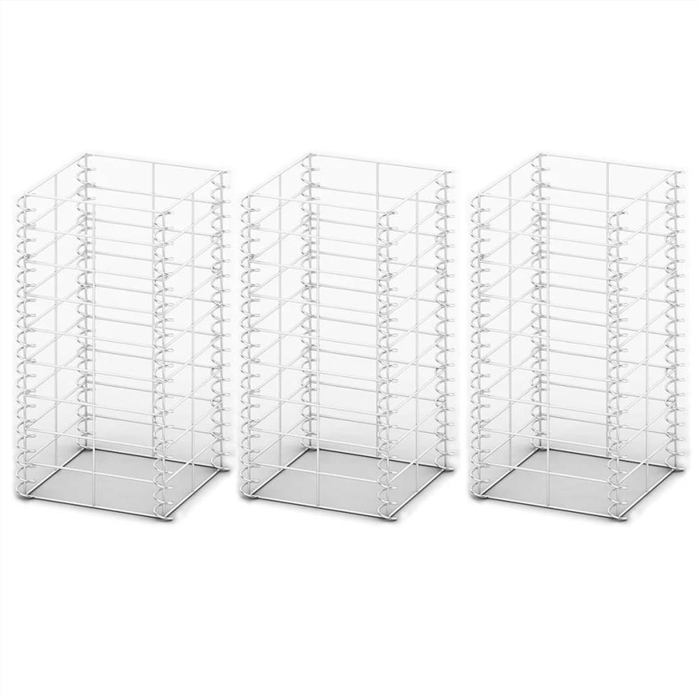 Gabion Set 3 pcs Galvanised Wire 25 x 25 x 50 cm