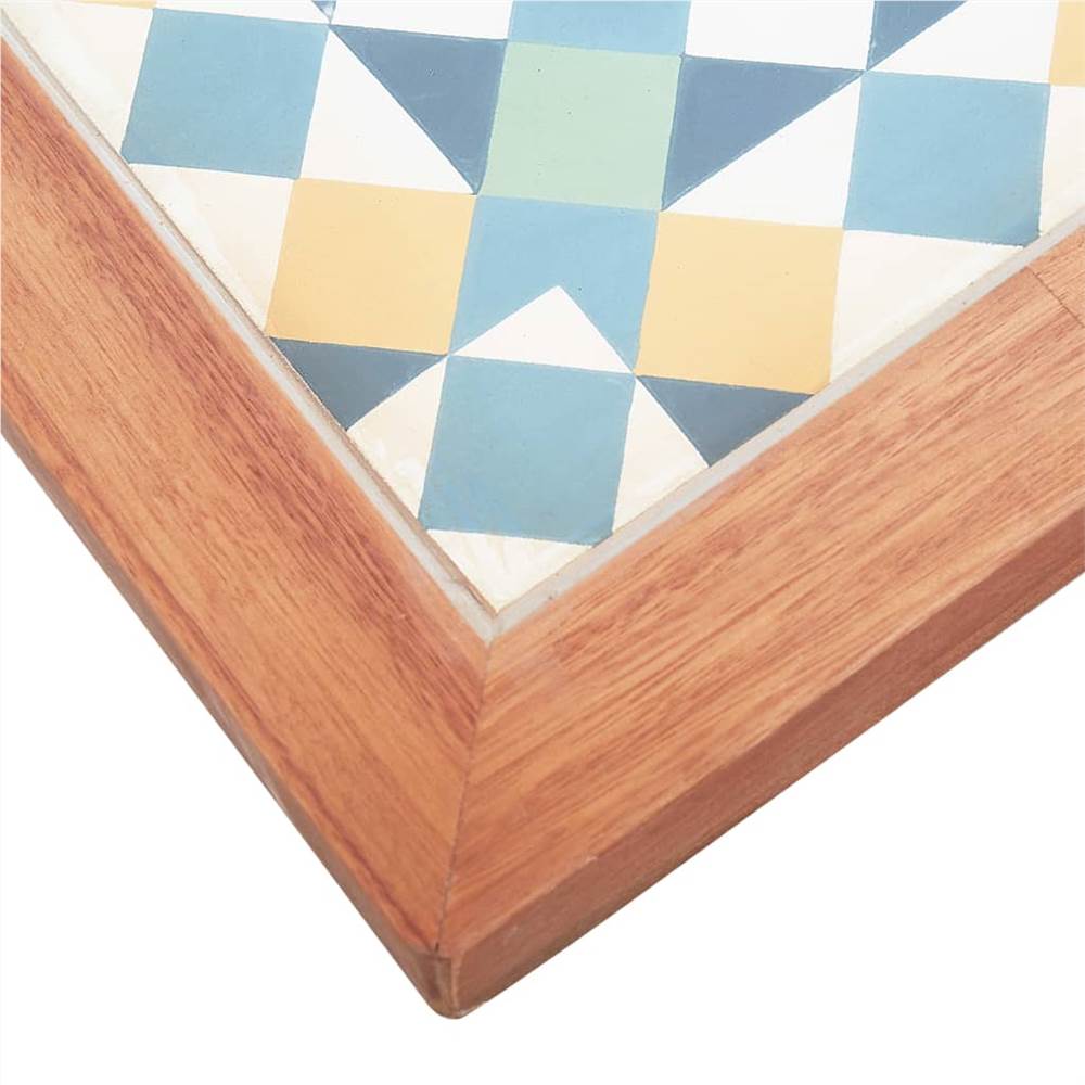 Garden Dining Table 88x88x75 cm Tile Top and Solid Acacia Wood