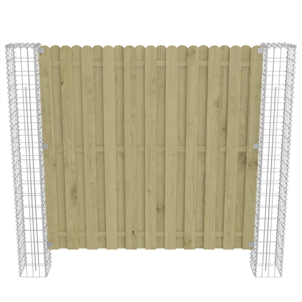 Garden Fence Panel with Gabion Posts Pinewood 180x180 cm