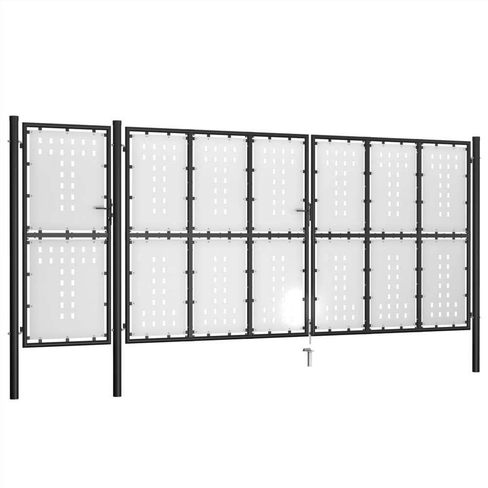 Garden Gate Steel 500x200 cm Black