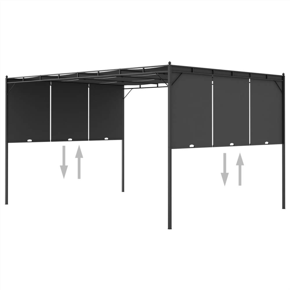 Garden Gazebo with Side Curtain 4x3x2.25 m Anthracite