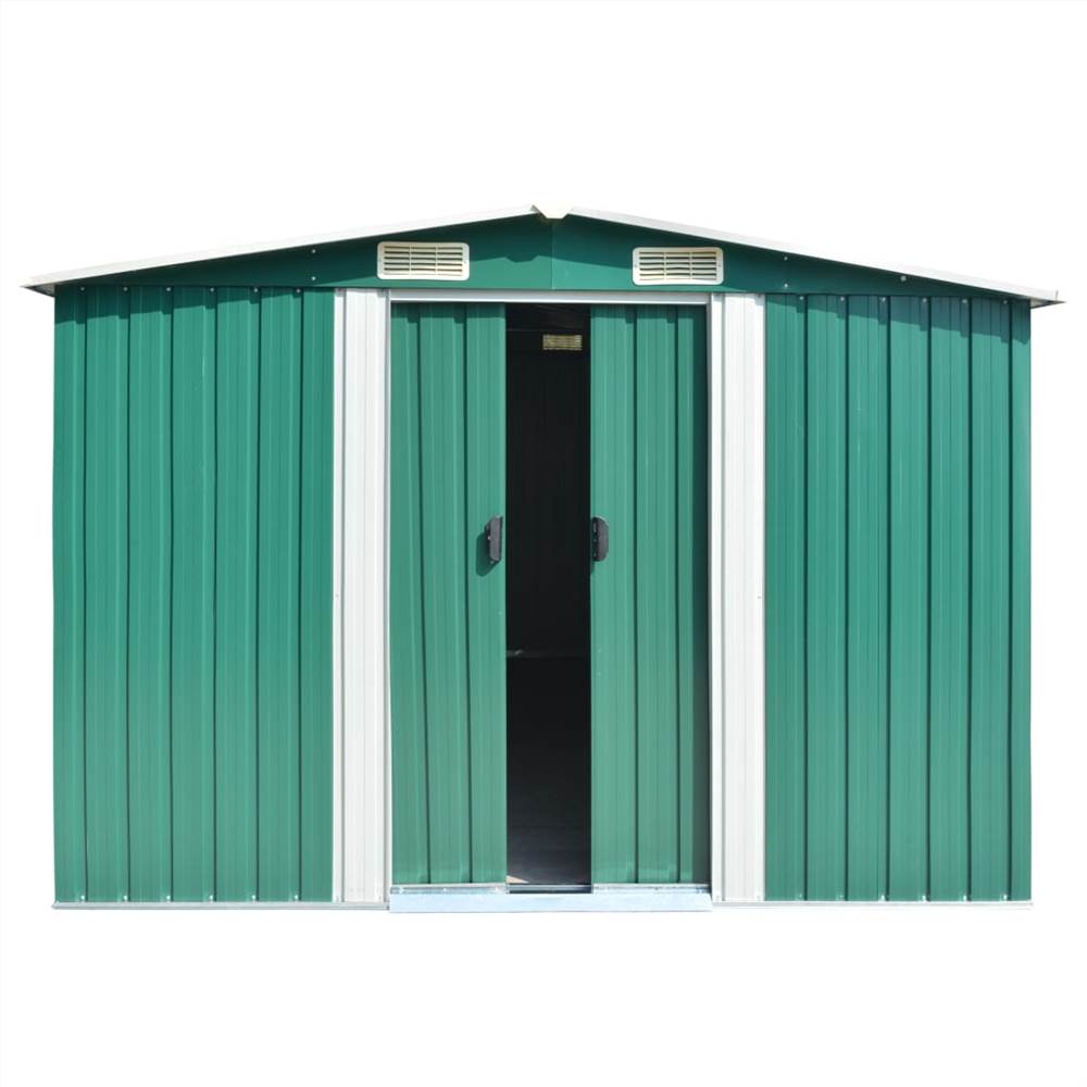 Garden Shed 257x398x178 cm Metal Green
