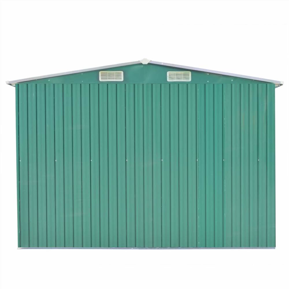 Garden Shed 257x398x178 cm Metal Green