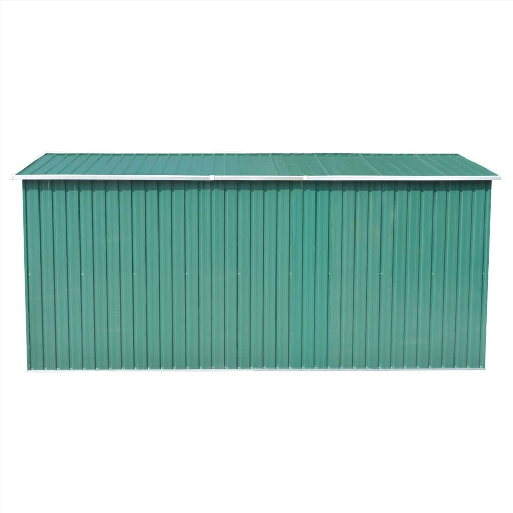 Garden Shed 257x398x178 cm Metal Green
