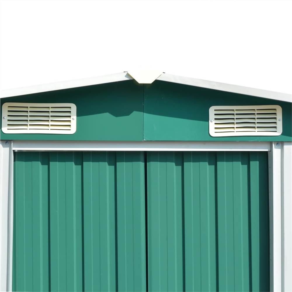 Garden Shed 257x398x178 cm Metal Green