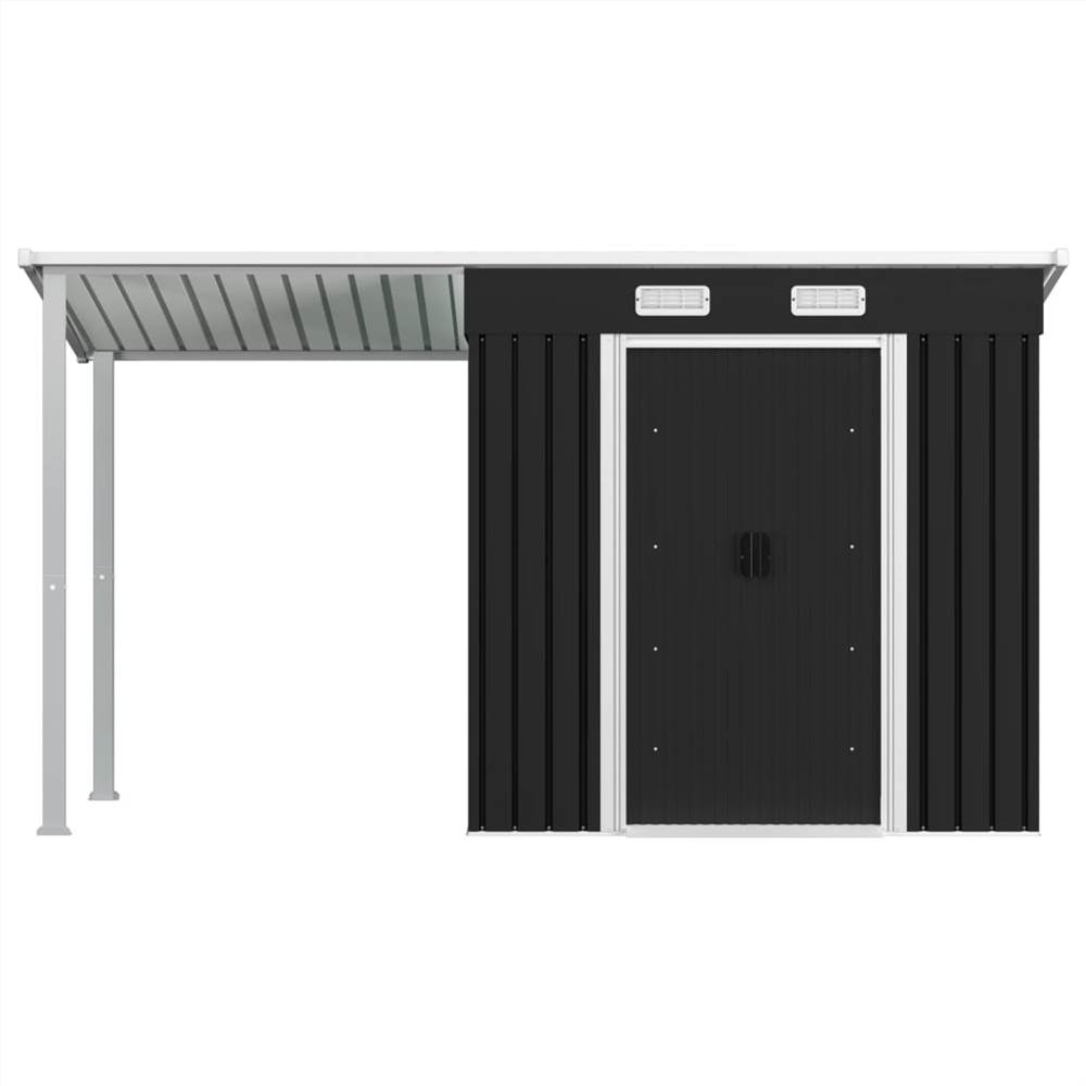 Garden Shed with Extended Roof Anthracite 346x121x181 cm Steel