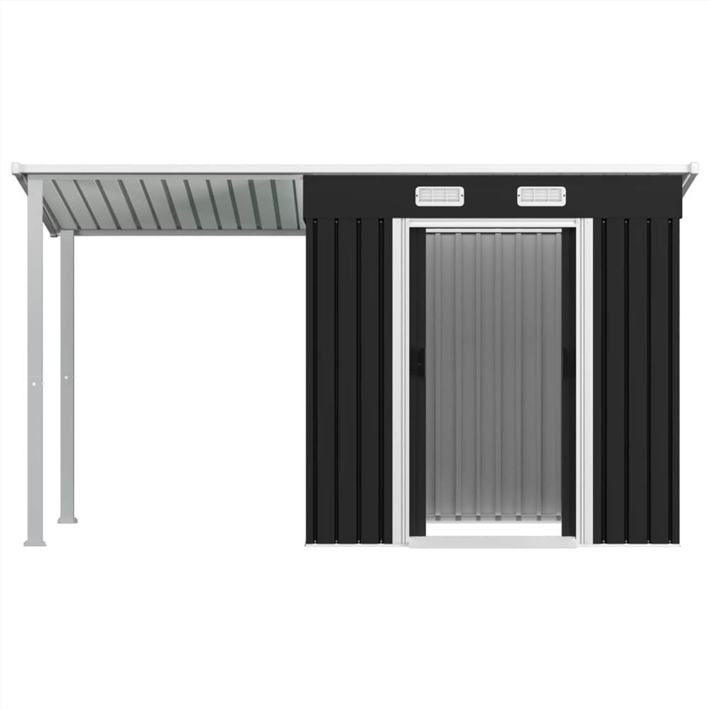 Garden Shed with Extended Roof Anthracite 346x121x181 cm Steel