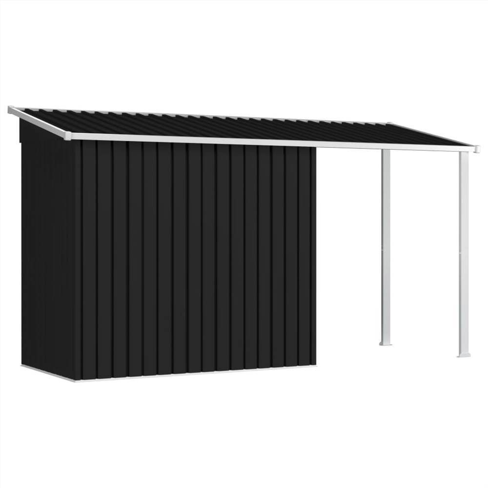Garden Shed with Extended Roof Anthracite 346x121x181 cm Steel