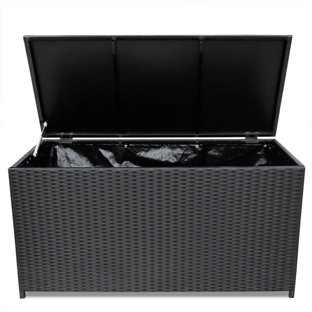 Garden Storage Box Black 150x50x60 cm Poly Rattan