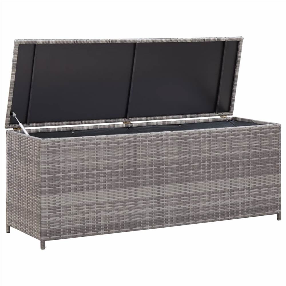 Garden Storage Box Grey 150x50x60 cm Poly Rattan