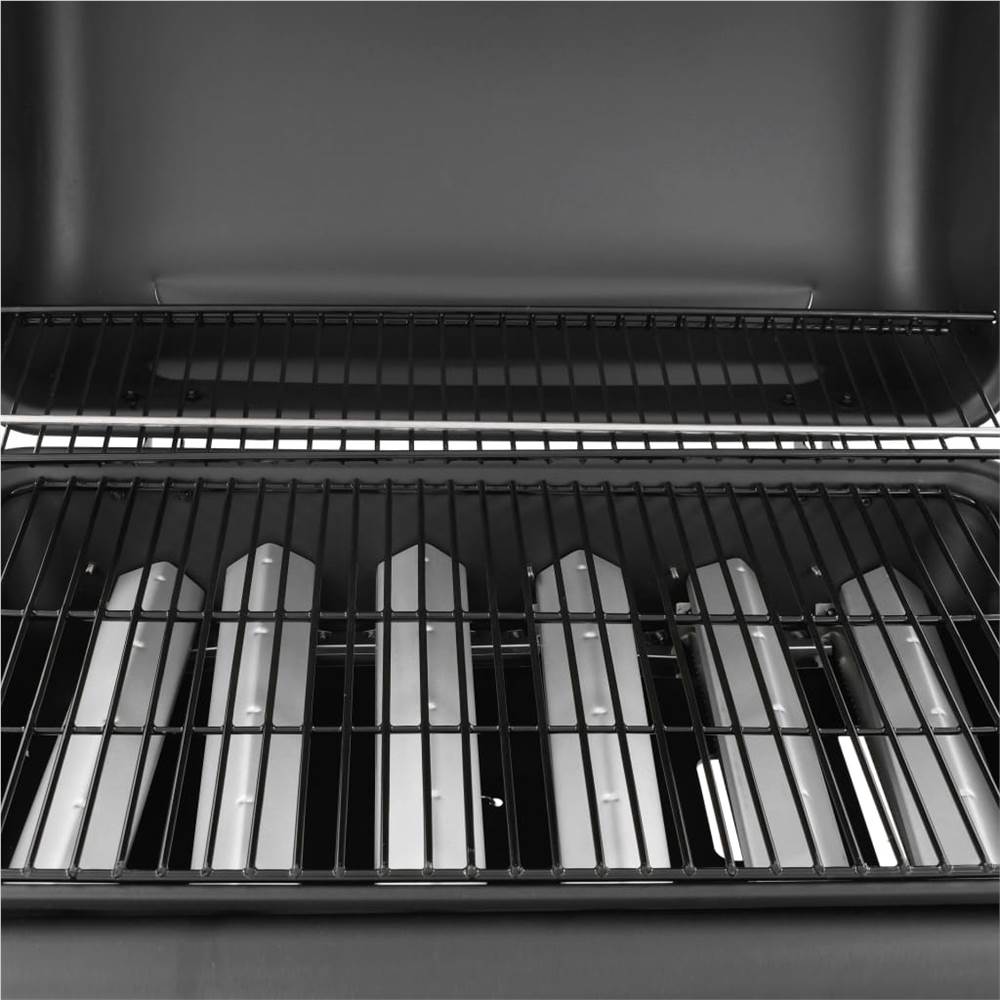 Gas BBQ Grill with 6 Burners Black