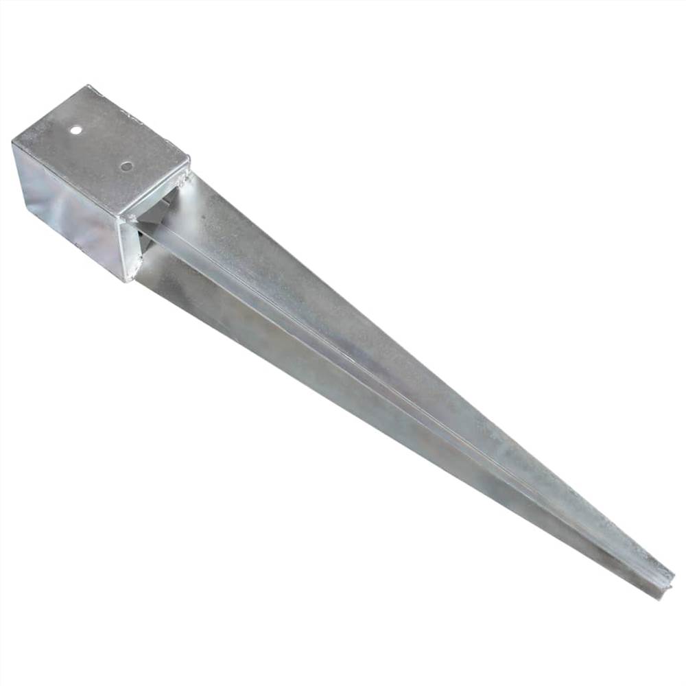 Ground Spikes 6 pcs Silver 10x10x76 cm Galvanised Steel