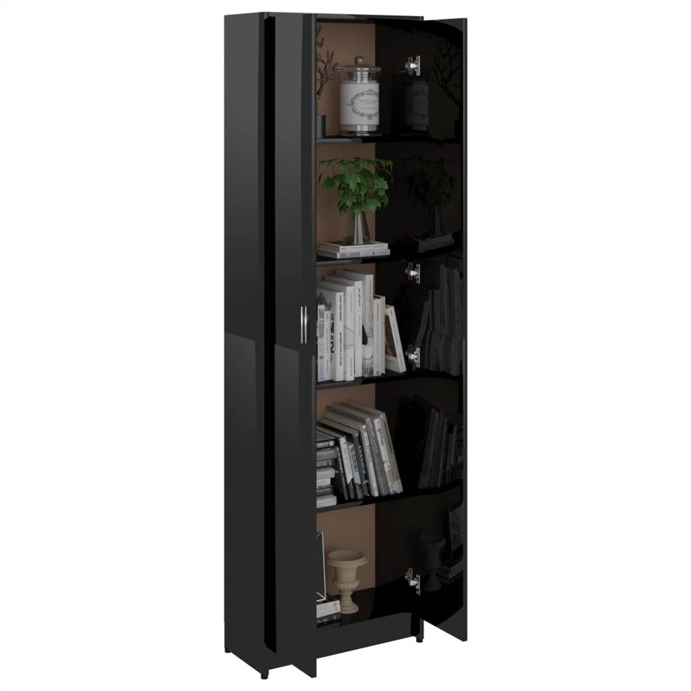 Hallway Wardrobe High Gloss Black 55x25x189 cm Chipboard