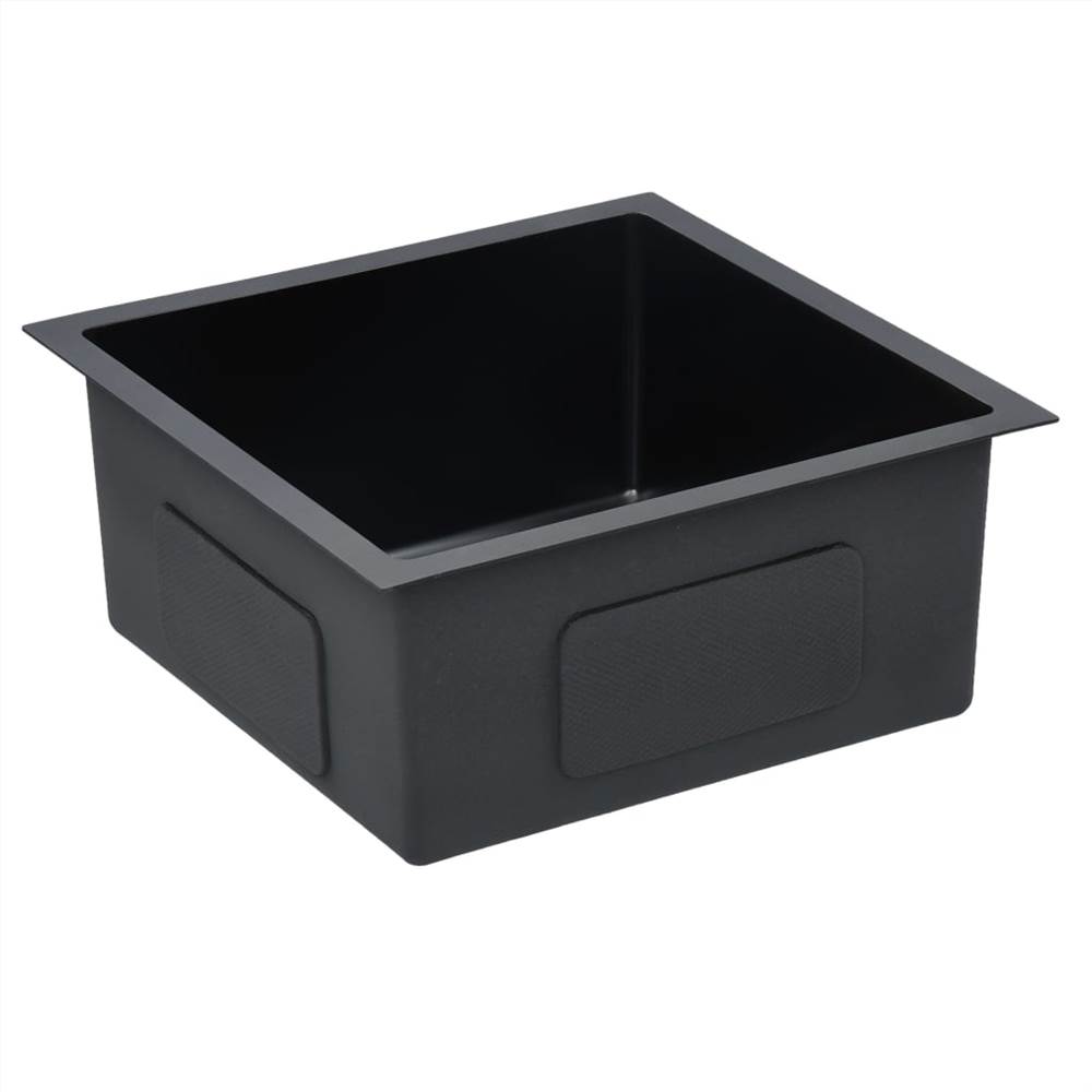 Handmade Kitchen Sink with Strainer Black Stainless Steel