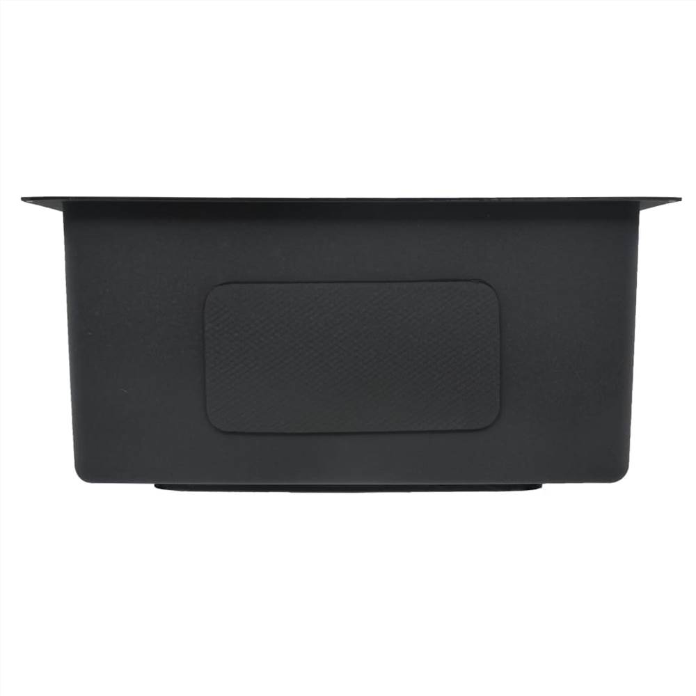 Handmade Kitchen Sink with Strainer Black Stainless Steel