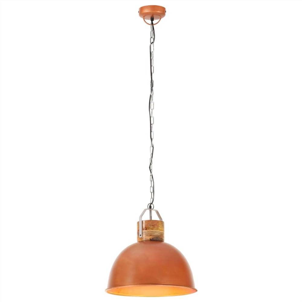 Industrial Hanging Lamp Copper Round 51 cm E27 Solid Mango Wood