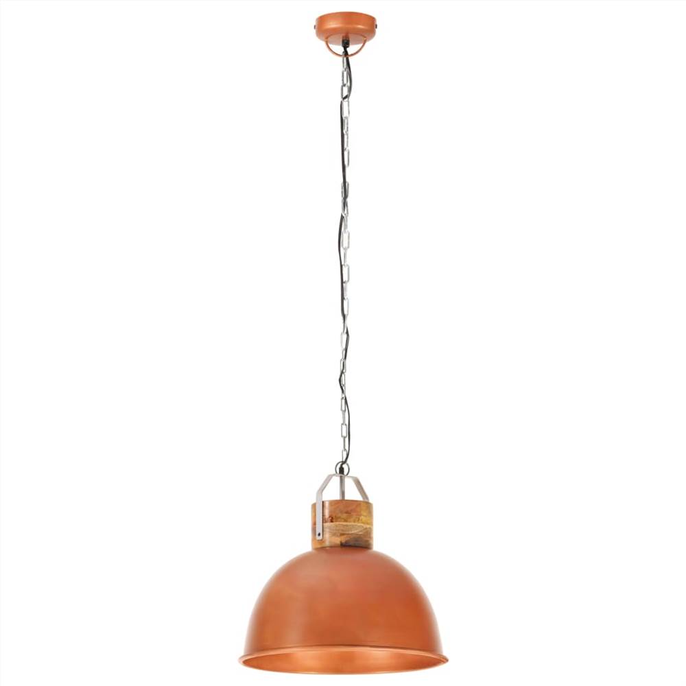 Industrial Hanging Lamp Copper Round 51 cm E27 Solid Mango Wood