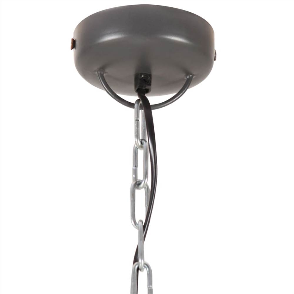 Industrial Hanging Lamp Grey Round 50 cm E27 Solid Mango Wood