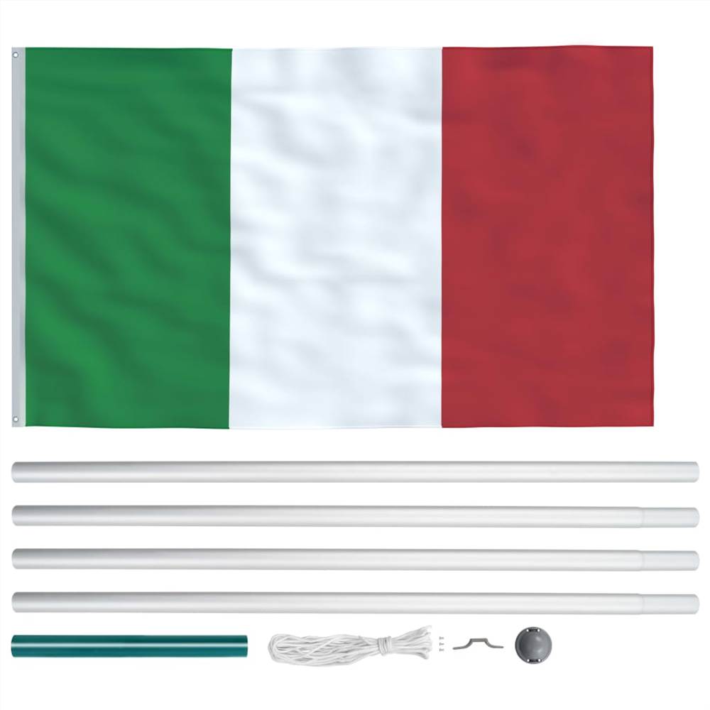 Italy Flag and Pole Aluminium 6,2 m