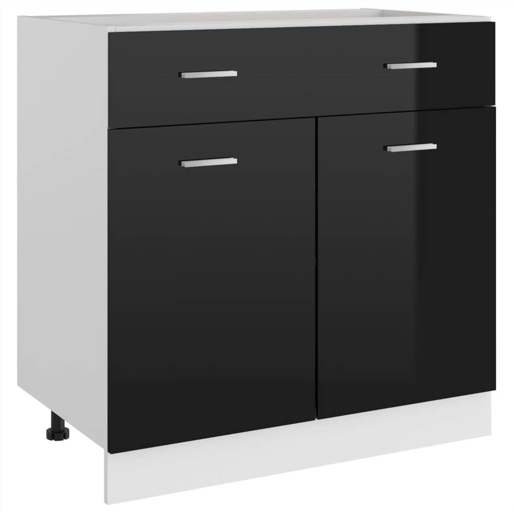 Kitchen Cabinet High Gloss Black 80x46x81.5 cm Chipboard