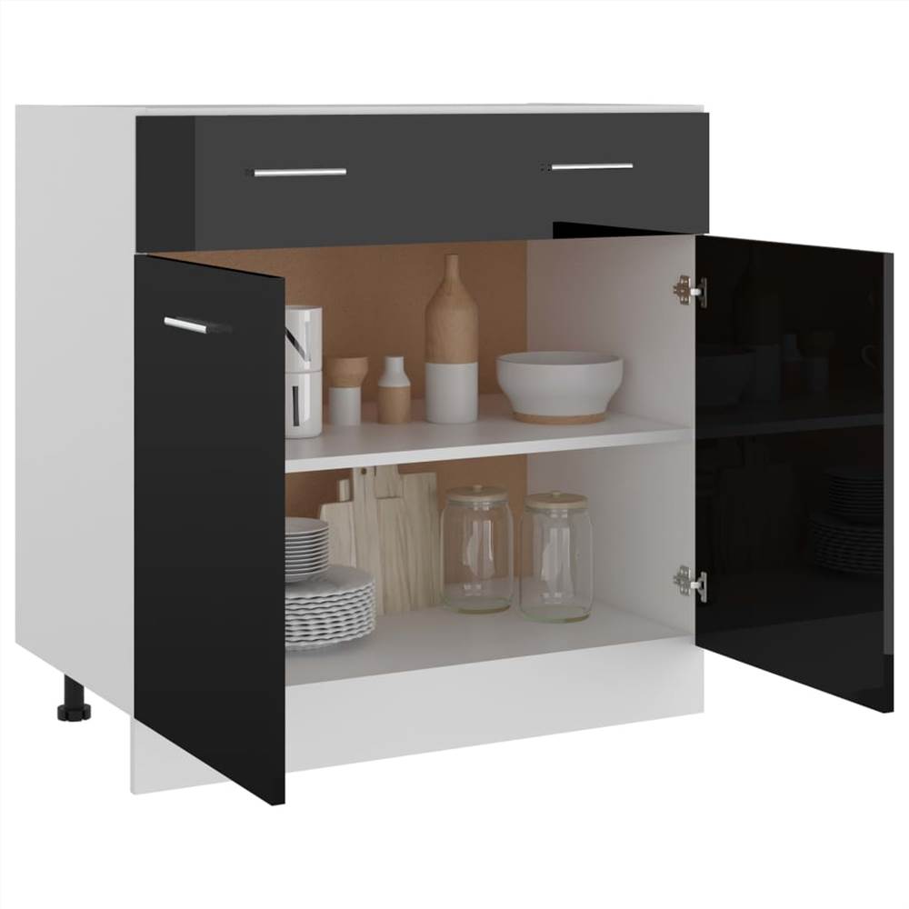Kitchen Cabinet High Gloss Black 80x46x81.5 cm Chipboard