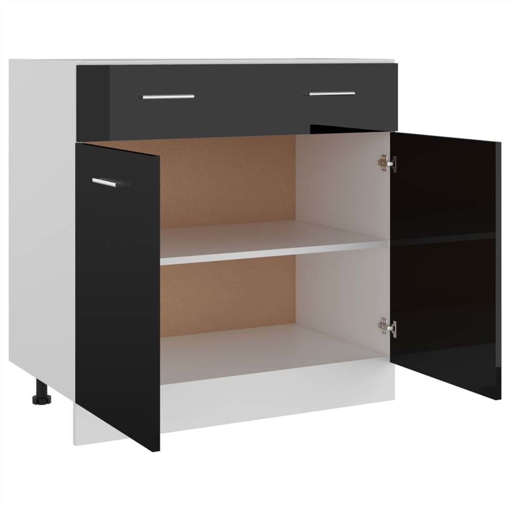 Kitchen Cabinet High Gloss Black 80x46x81.5 cm Chipboard