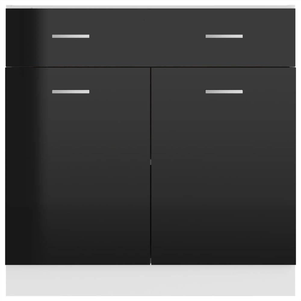 Kitchen Cabinet High Gloss Black 80x46x81.5 cm Chipboard
