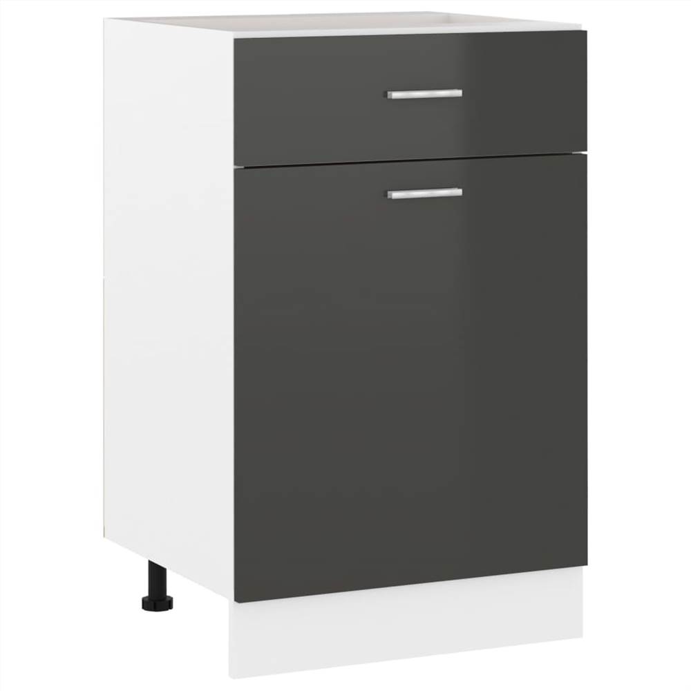 Kitchen Cabinet High Gloss Grey 50x46x81.5 cm Chipboard
