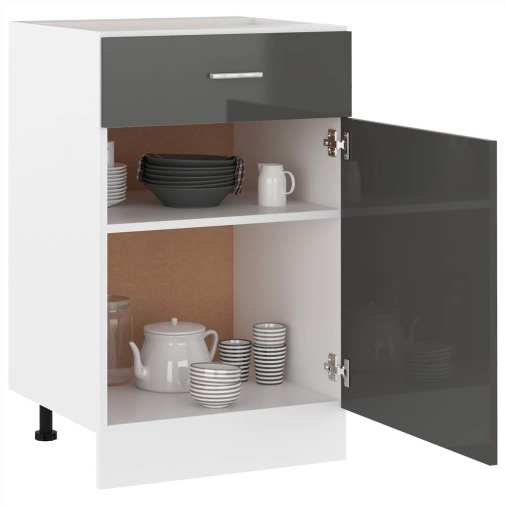 Kitchen Cabinet High Gloss Grey 50x46x81.5 cm Chipboard
