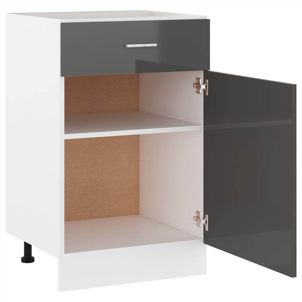 Kitchen Cabinet High Gloss Grey 50x46x81.5 cm Chipboard