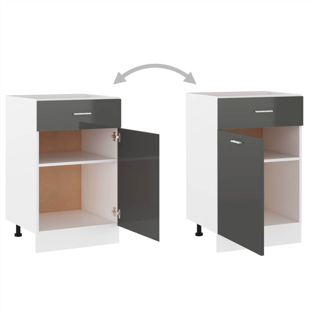 Kitchen Cabinet High Gloss Grey 50x46x81.5 cm Chipboard