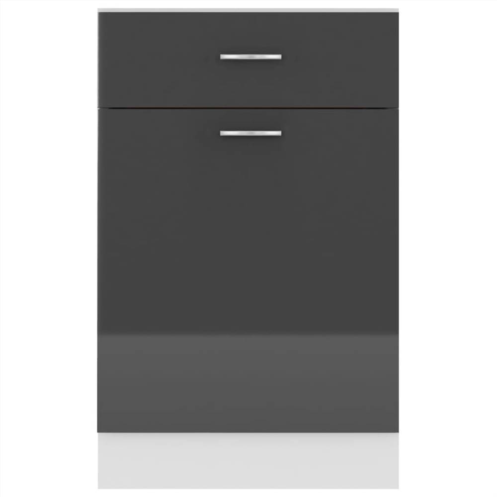 Kitchen Cabinet High Gloss Grey 50x46x81.5 cm Chipboard