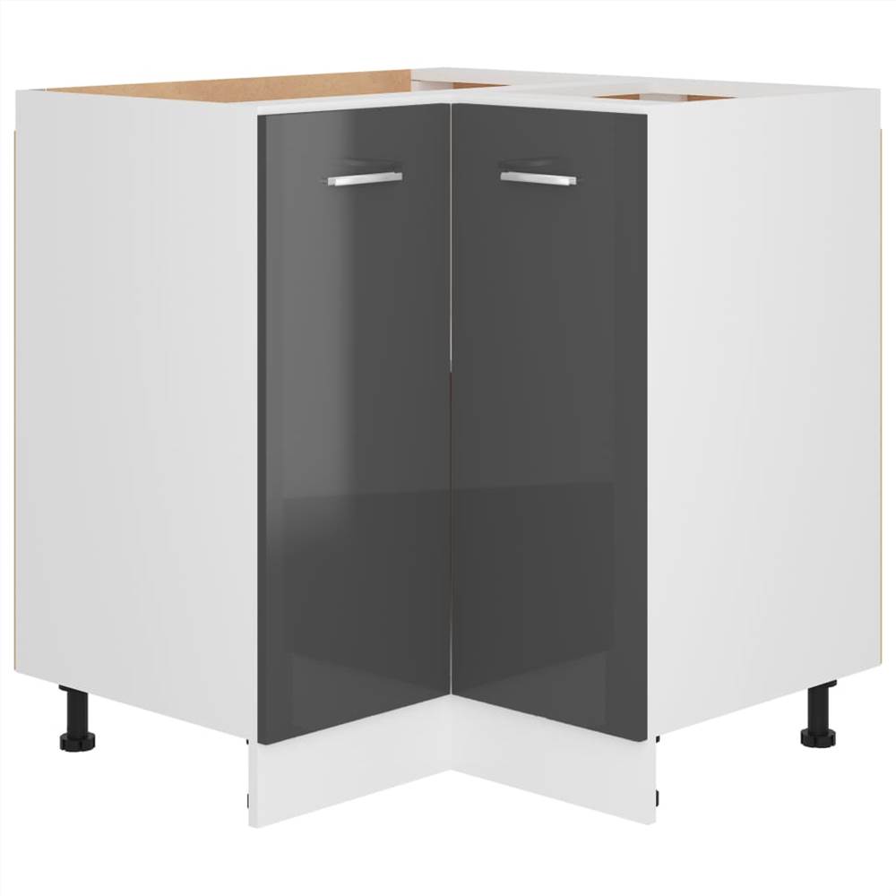 Kitchen Cabinet High Gloss Grey 75.5x75.5x80.5 cm Chipboard