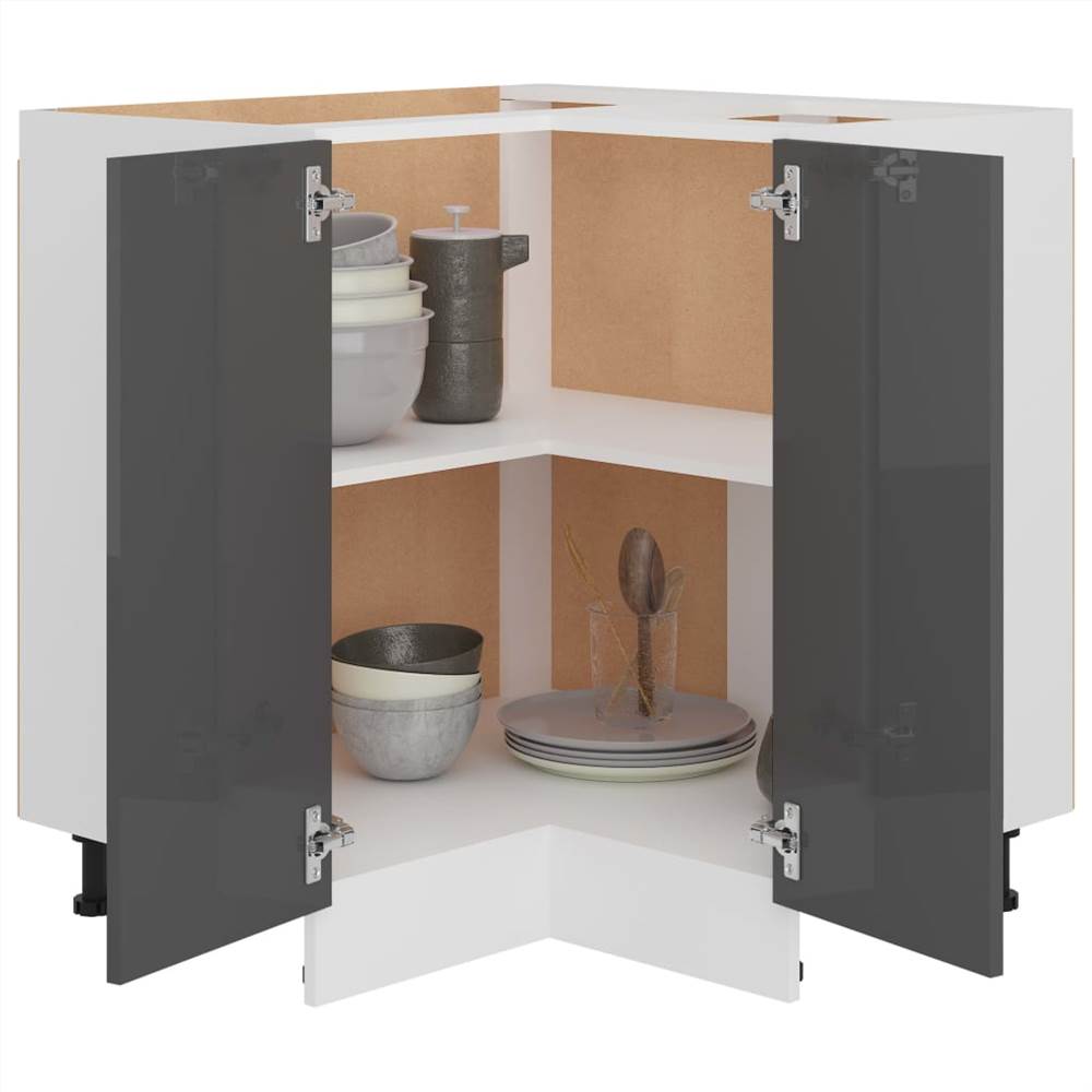 Kitchen Cabinet High Gloss Grey 75.5x75.5x80.5 cm Chipboard