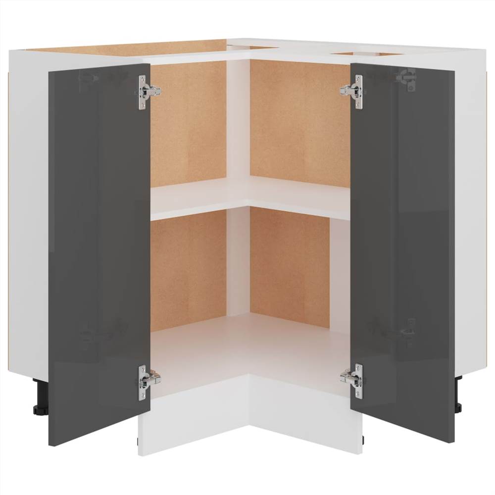 Kitchen Cabinet High Gloss Grey 75.5x75.5x80.5 cm Chipboard