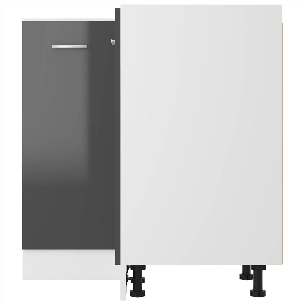 Kitchen Cabinet High Gloss Grey 75.5x75.5x80.5 cm Chipboard