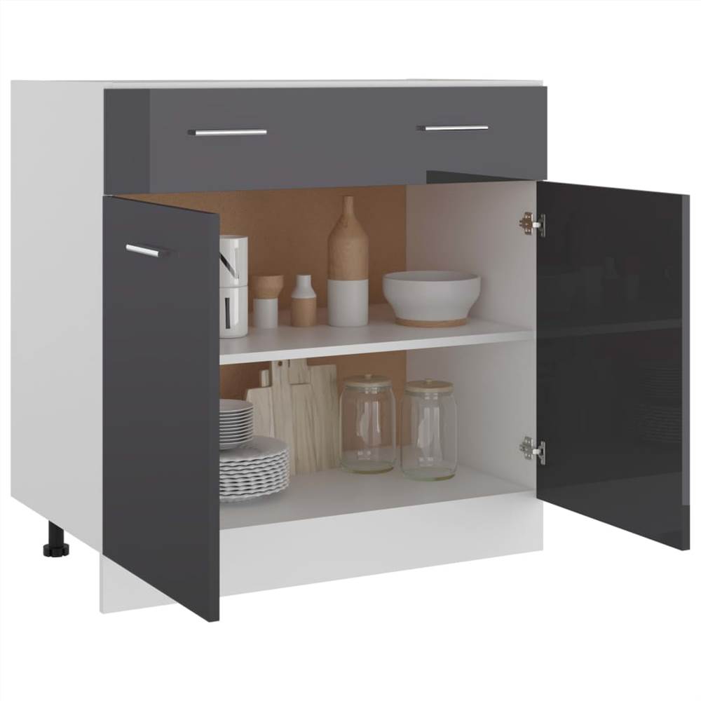 Kitchen Cabinet High Gloss Grey 80x46x81.5 cm Chipboard