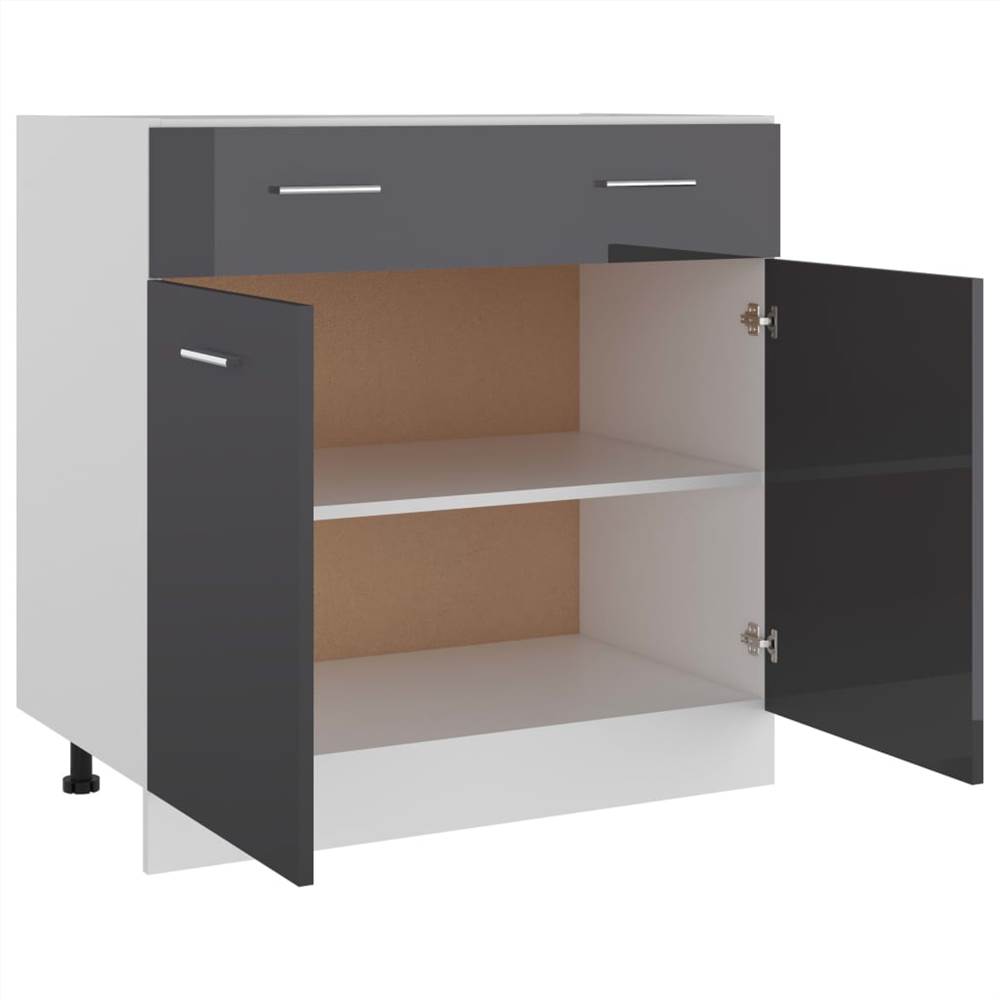Kitchen Cabinet High Gloss Grey 80x46x81.5 cm Chipboard