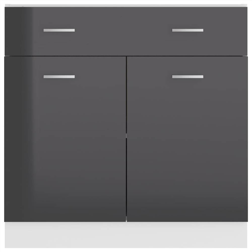Kitchen Cabinet High Gloss Grey 80x46x81.5 cm Chipboard