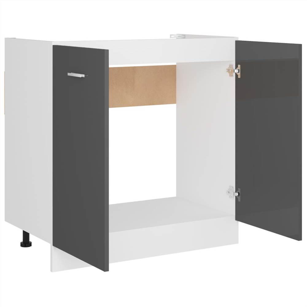 Kitchen Cabinet High Gloss Grey 80x46x81.5 cm Chipboard