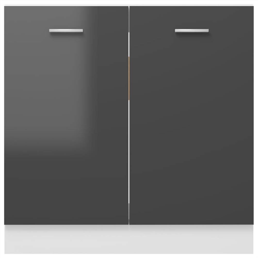 Kitchen Cabinet High Gloss Grey 80x46x81.5 cm Chipboard