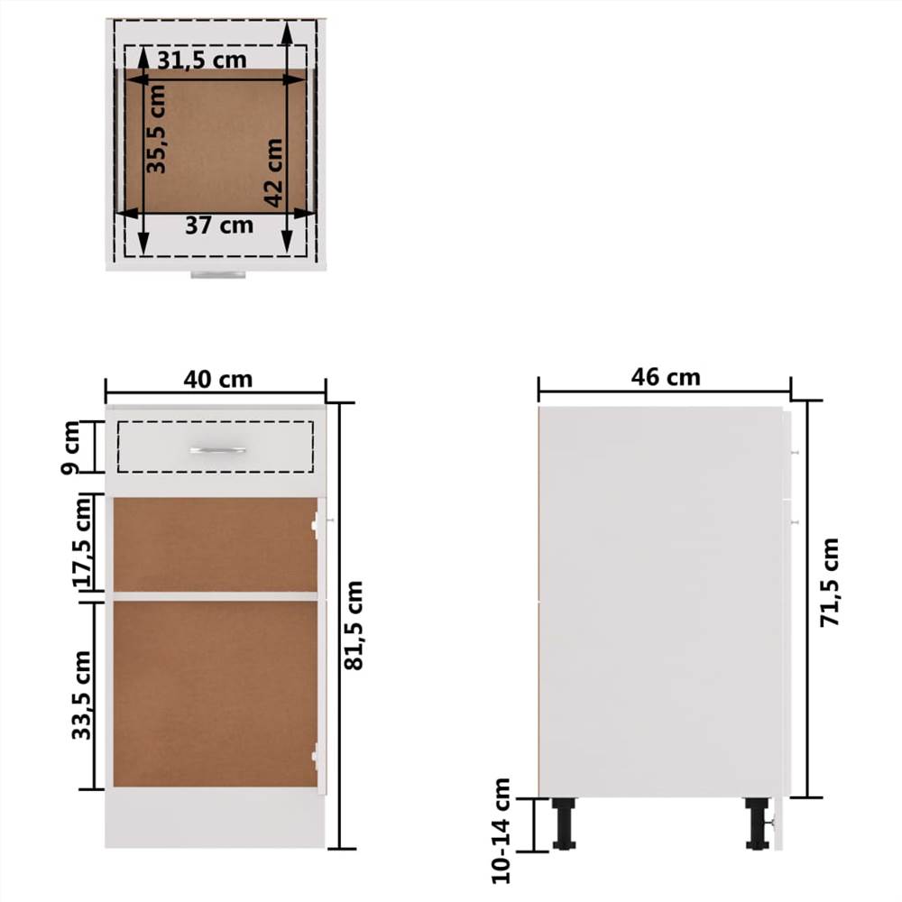Kitchen Cabinet High Gloss White 40x46x81.5 cm Chipboard