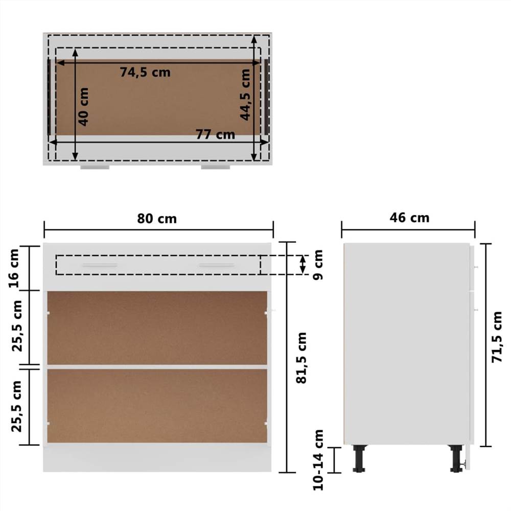 Kitchen Cabinet High Gloss White 80x46x81.5 cm Chipboard