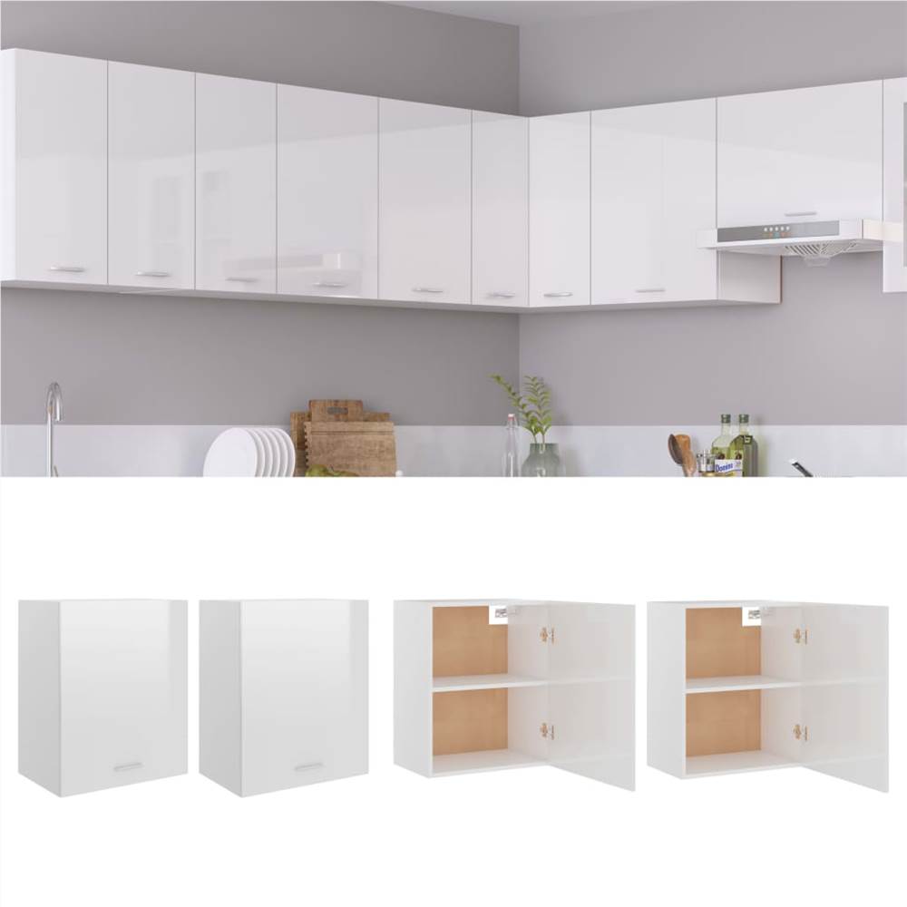 

Kitchen Cabinets 2 pcs High Gloss White 50x31x60 cm Chipboard