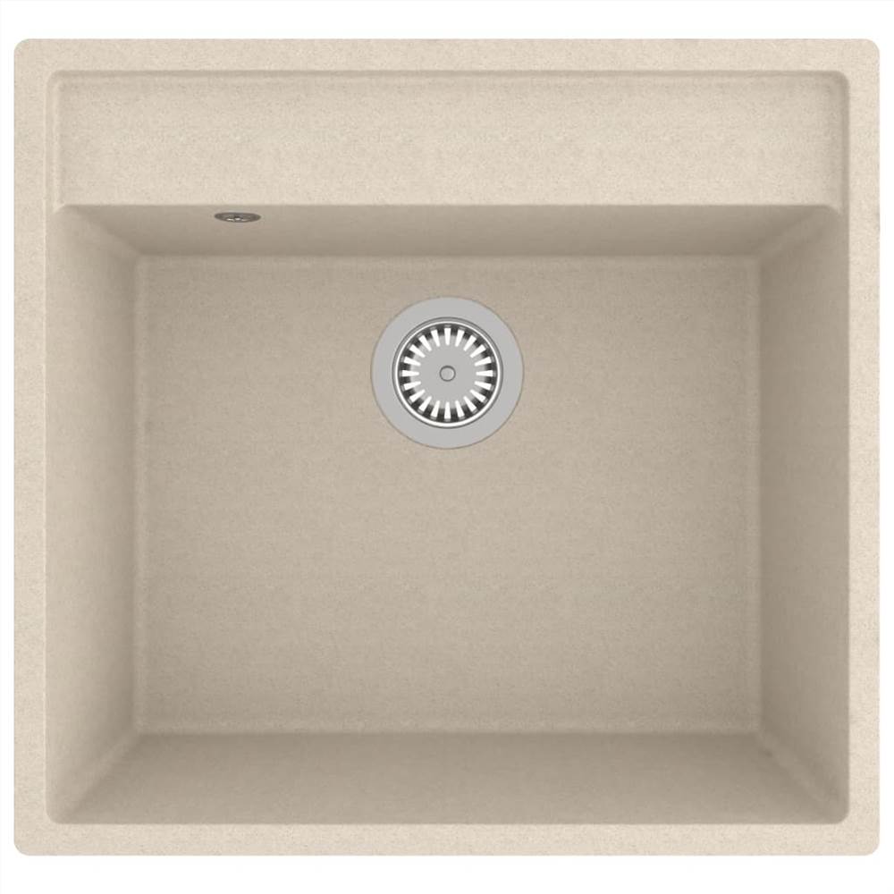 Kitchen Sink with Overflow Hole Beige Granite