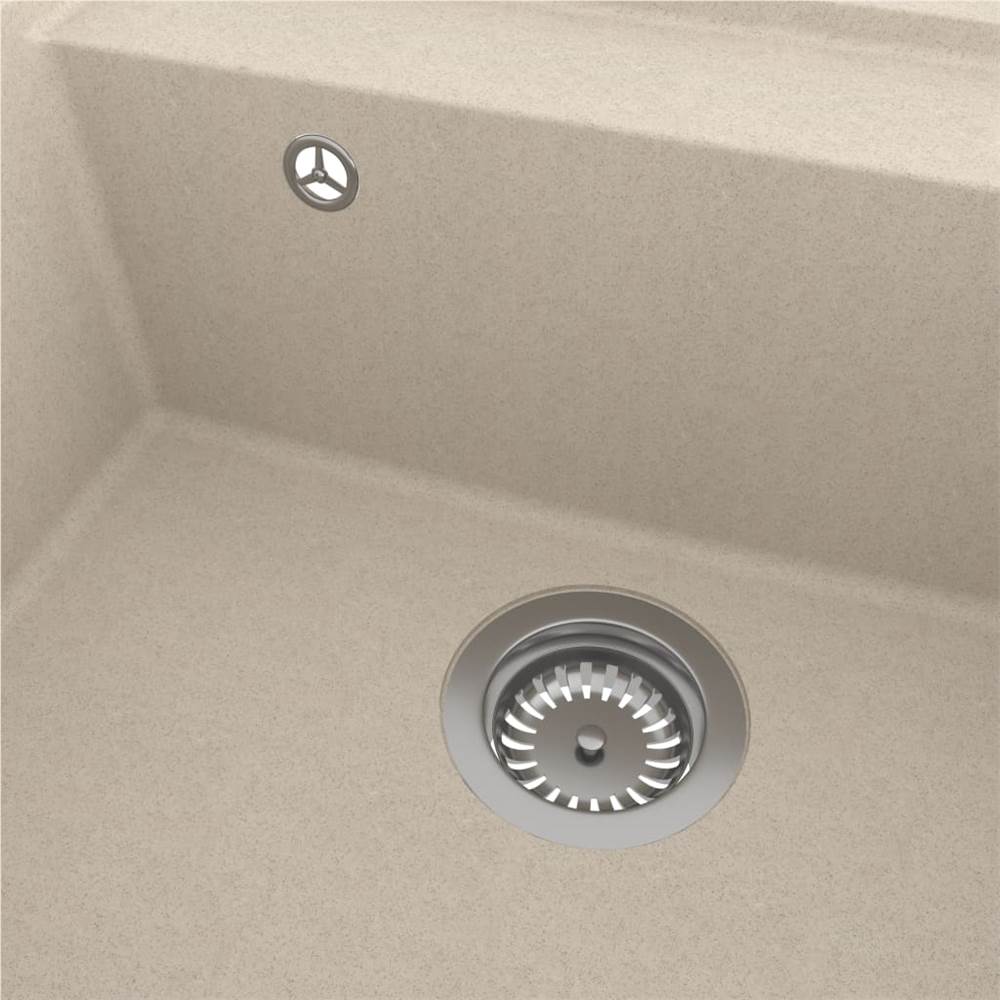 Kitchen Sink with Overflow Hole Beige Granite