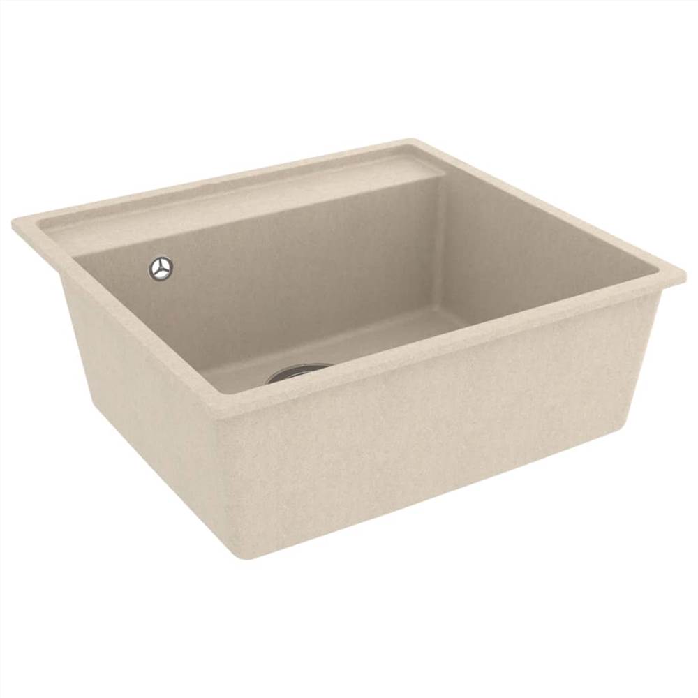 Kitchen Sink with Overflow Hole Beige Granite