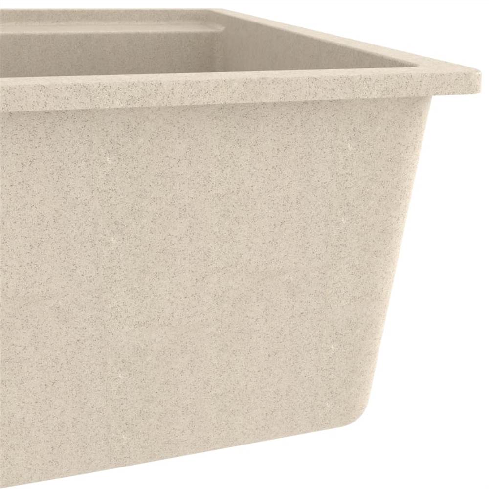 Kitchen Sink with Overflow Hole Beige Granite