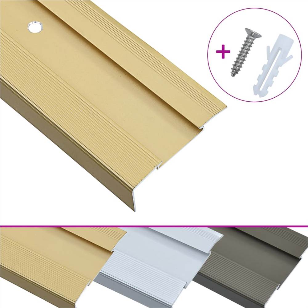 L-shape Stair Nosings 15 pcs Aluminium 90 cm Gold