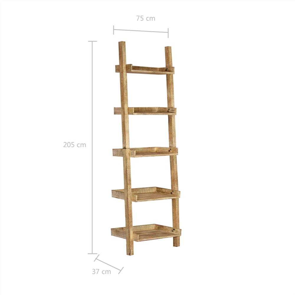 Ladder Shelf Brown 75x37x205 cm Solid Mango Wood